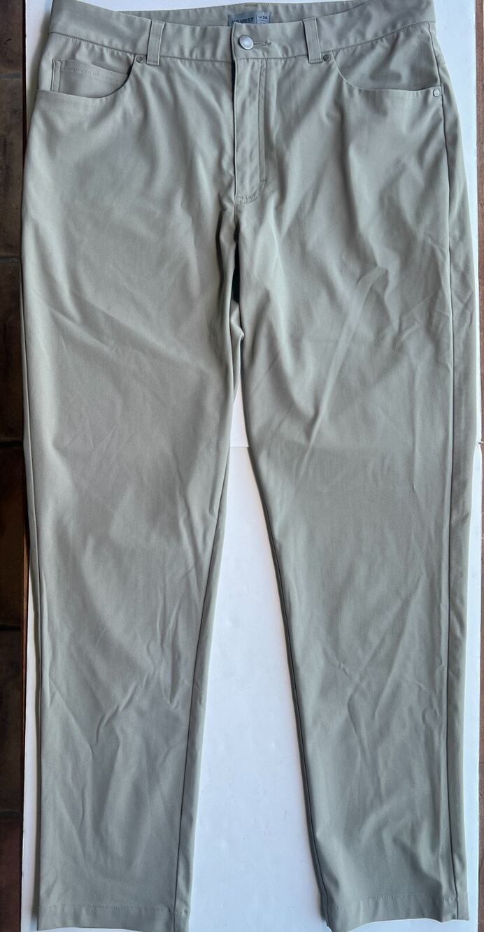 VRST Performance Chino Pants Men's Size 32x34 Green Golf Flat Front Slim Fit